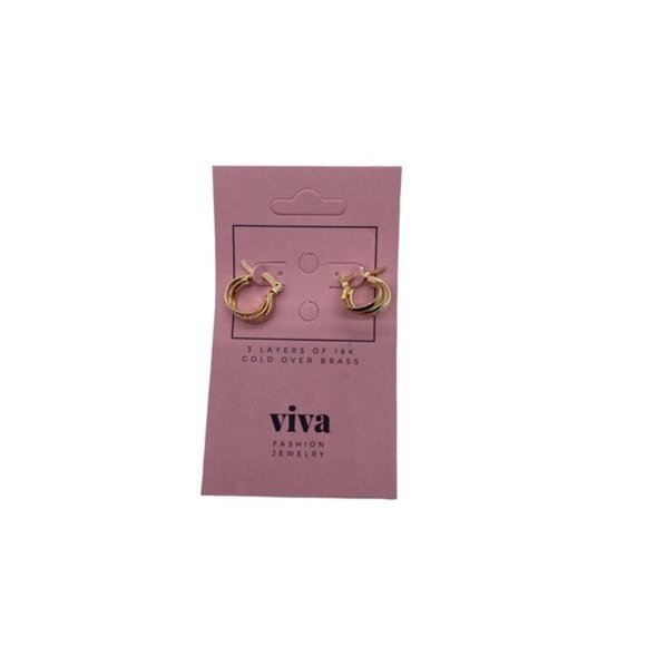 Viva Fashion Jewelry Women’s Girls 18K Gold Plated Small 2cm Hoop Earrings - Picture 1 of 7